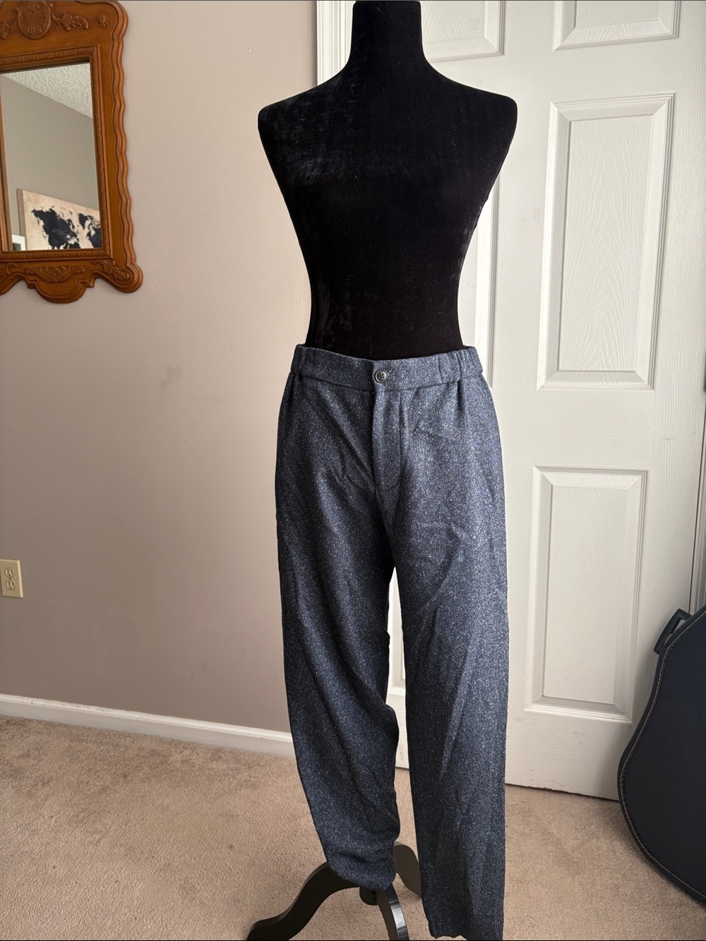 Club Monaco Navy Speckled Cropped Trousers